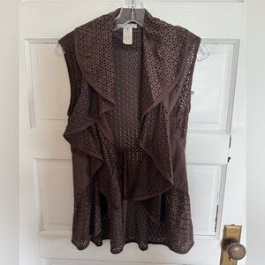 Alberto Makali Brown Sleeveless Open‎ Front Vest Sz Small
